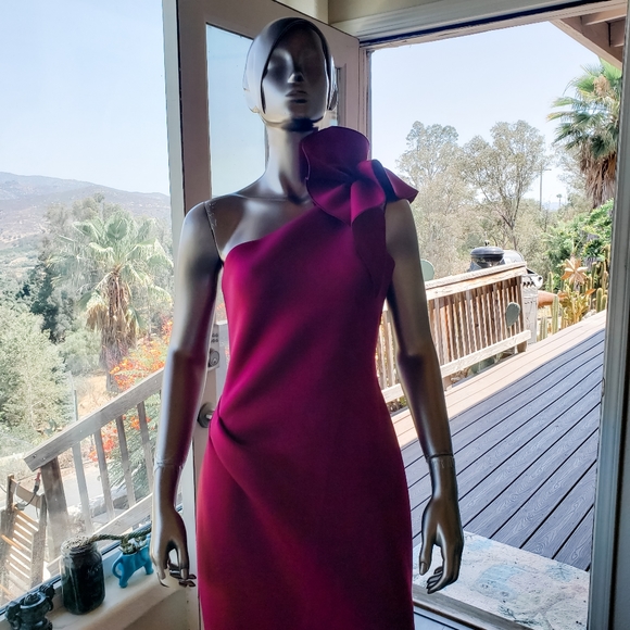 Emily in Paris Inspo: Jovani by Mia Bella One-Shoulder Scuba Dress - Picture 3 of 9